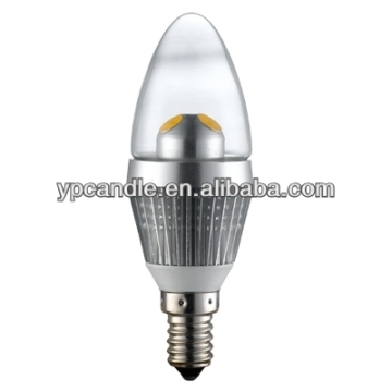 E14 3W 240V LED Lamp Candle Light Bulb Dimmable (LED Dimmer), Silver