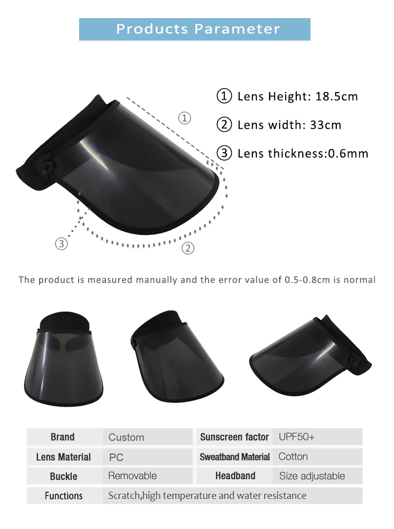 Black Transparent Face Shield Protective Hat Supplier Wholesale