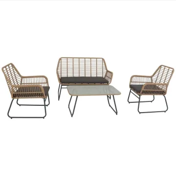Outdoor Patio Courtyard Rattan Furniture Set - 4Pcs Garden Sofa