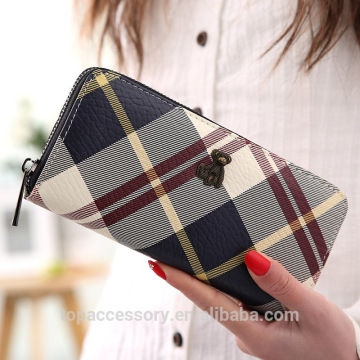 Fashion Simple Plaid Cute Bear Style PU Leather Wallet For Woman Wholesale