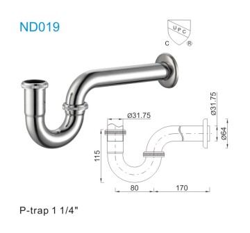 1.25 inch ND019 Anti-Odor Brass P Trap with Pop Up Waste Strainer for Bathroom Sink Drain