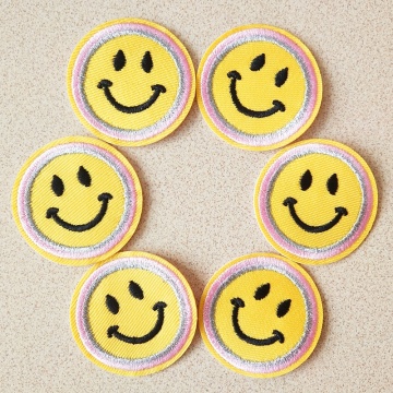 Yellow smile face DIY patch fashion Fabric Embroidery