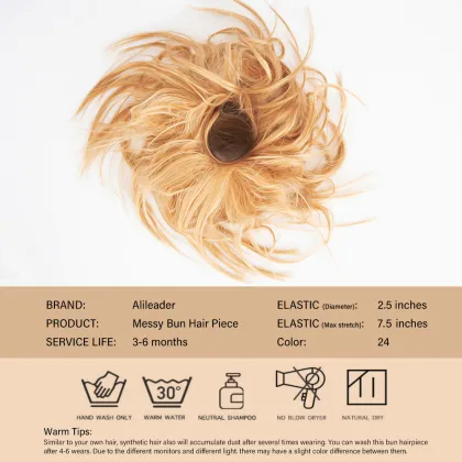 AliLeader Messy Scrunchie Chignon Hair Bun Straight Elastic Band Updo Hairpiece Synthetic Hair Chignon Hair Extension For Women