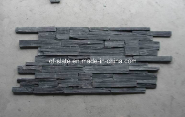 High Quality Natural Black Strip Slate Stone Tiles for Villa