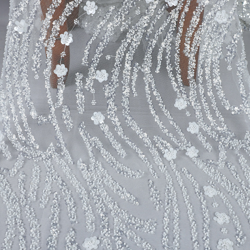 MX718 tulle net mesh  sequin embroidery