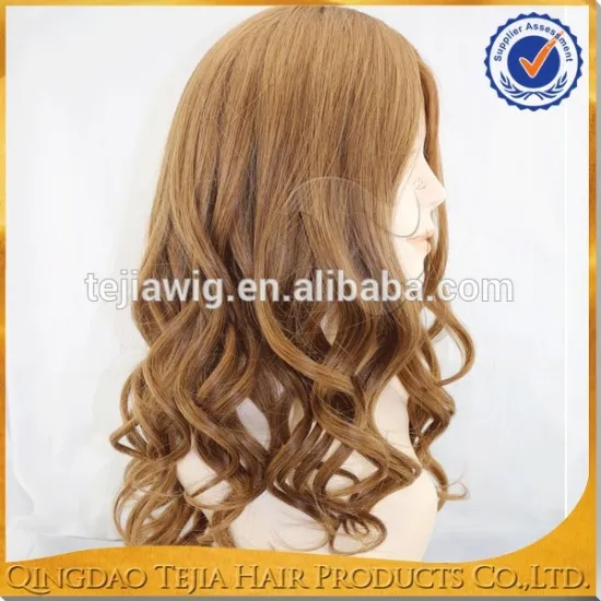 Qingdao factory blonde full cuticle natural wavy jewish lace wig with skin top