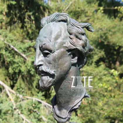 Customized antique outdoor bronze shakespeare bust statue