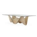 Сплошной обеденный стол с натуральным камнем со стеклянной вершиной