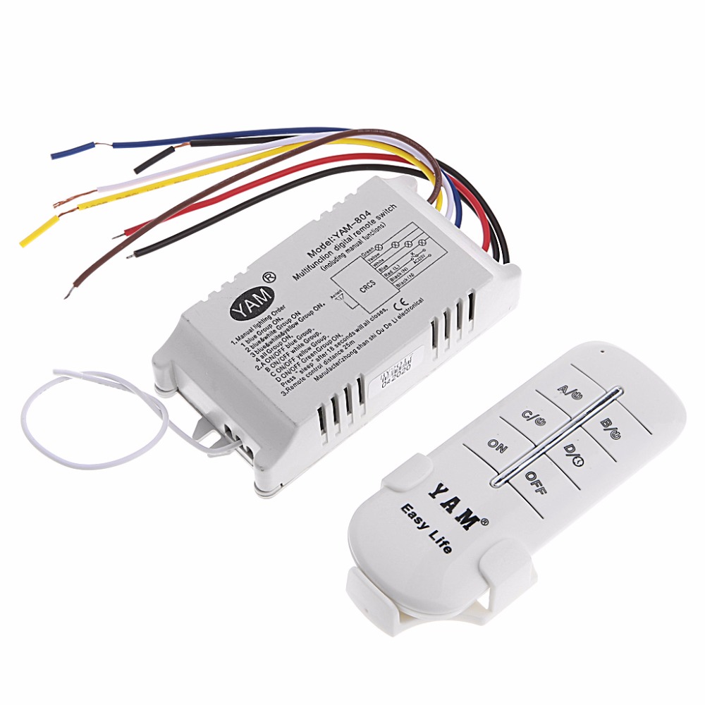 YAM 1 PC 4 Way ON/OFF 220V Wireless Receiver Lamp Light Remote Control Switch 12V 23A #1A30539#