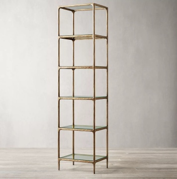 Custom Brass and Glass Multi-Layer Storage Shelves