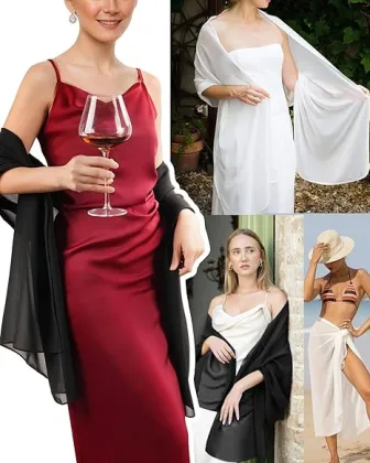 Chiffon Shawl Wraps for Women Evening Dresses Soft Scarf Formal Wedding Bridal Scarves