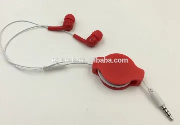 Retractable earphones with mic ,stereo earbuds