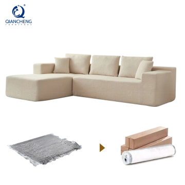 American Style L-shape polimer vakum sofa keratan yang dimampatkan untuk ruang tamu