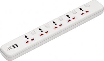 Soquete de extensão universal de cinco vias com USB
