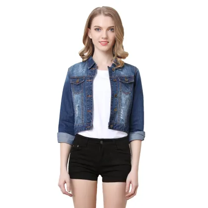 New Flower Embroidery Skinny Women Denim Jacket