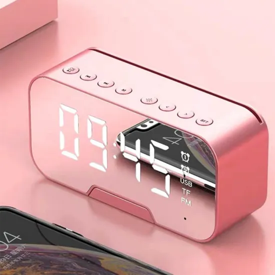 2023 New Design Wireless Alarm Clock with Bluetooth Speaker and Phone Holder