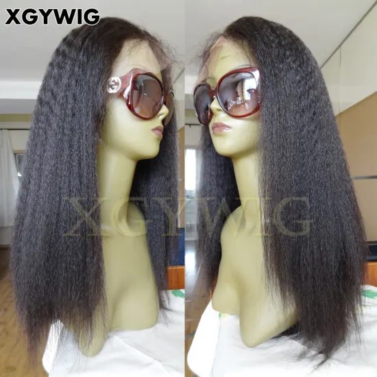 Virgin Brazilian Human Hair Kinky Straight Lace Front Wig, 8" to 30" Relaxed Texture for Black Women: Unprocessed and Glueless Options