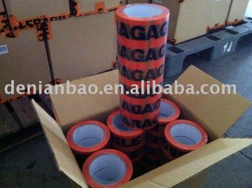 fragile logo printed tape with orange adhesive