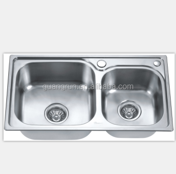 Top Mounted Stainless Steel Double Rectangular Bowl Kitchen Sink GR-631