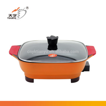 rectangular nonstick electric skillet with cool-touch removable handles