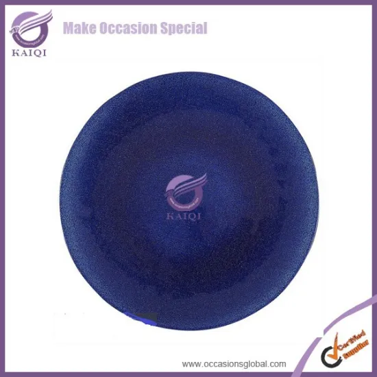18158 Blue Paparazzi clear glass square wedding decoration charger plates