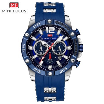 Minifokus MF0349G Blau Silikongurt Herrenuhr