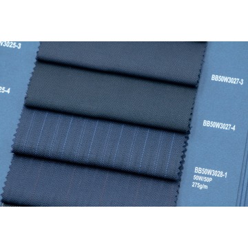Dark Blue Chevron 50% Wool Fabric