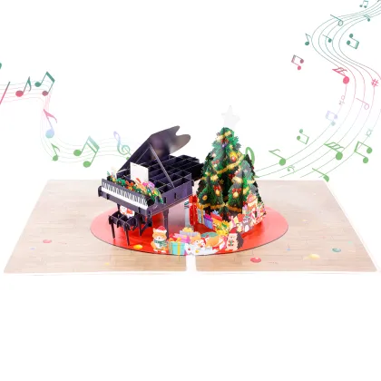 3D Christmas Piano Pop Up Musical Card