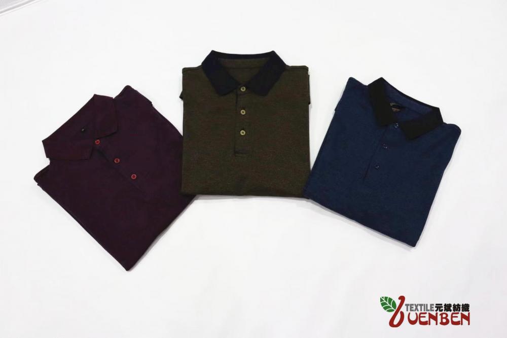 Polo de hilo mixto con cuello sólido para hombre