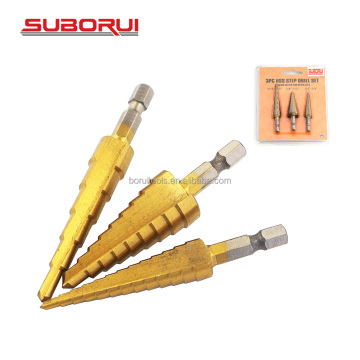 Suborui 3PC Titaniumbeschichtung HSS Jobber 1/4 Hex Shank Stiefmaschinenbit für Metallbohrungen