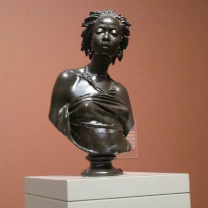 Arts metal figure bronze african girl sculpture life size african woman bust statue