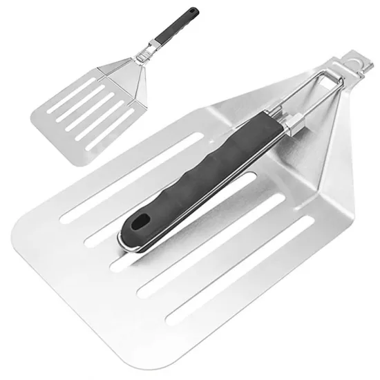 Kitchen Baking Pizza Lightweight metal pizza turning peel with Folding Handle non stick stainless steel Perforated pizza peel