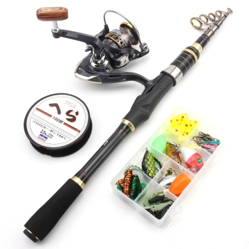 Hot Sale High Quality Carbon Fishing Pole Kit: Telescopic Rod and Reel Combo