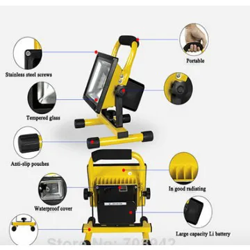 10W20W30W LED Portable Rechargeable Flood camp Light solar panel