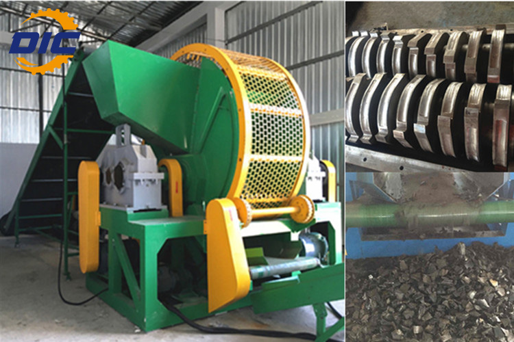 Double shafts recycle truck car tire shredder machine