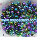 6MM Peacock Mullti-Color Acrylic Round Beads Spacer Finding