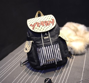 2015 teenage girls backpack denim school bag