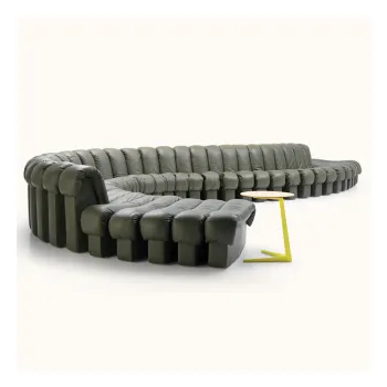 Nordic Custom Modern Black Leather Reclining Arm Couch Set