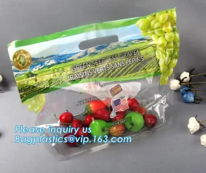Reclosable Fresh Fruit Cucumber Packaging Bag with Air Hole, Fruit Protect Peach Bag/kiwi Fruit Bag, fresh fruit bag with slider