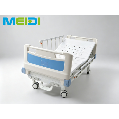 L Type Guardrail Double Crank Hospital Bed With Central Brake And Anti-collision Wheel
