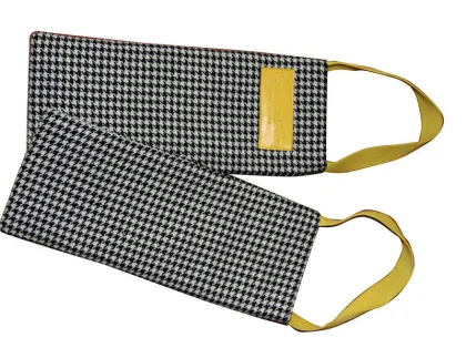 6oz Dogtooth Black Canvas Fabric Carrier Bags Reusable With Zipper Closure