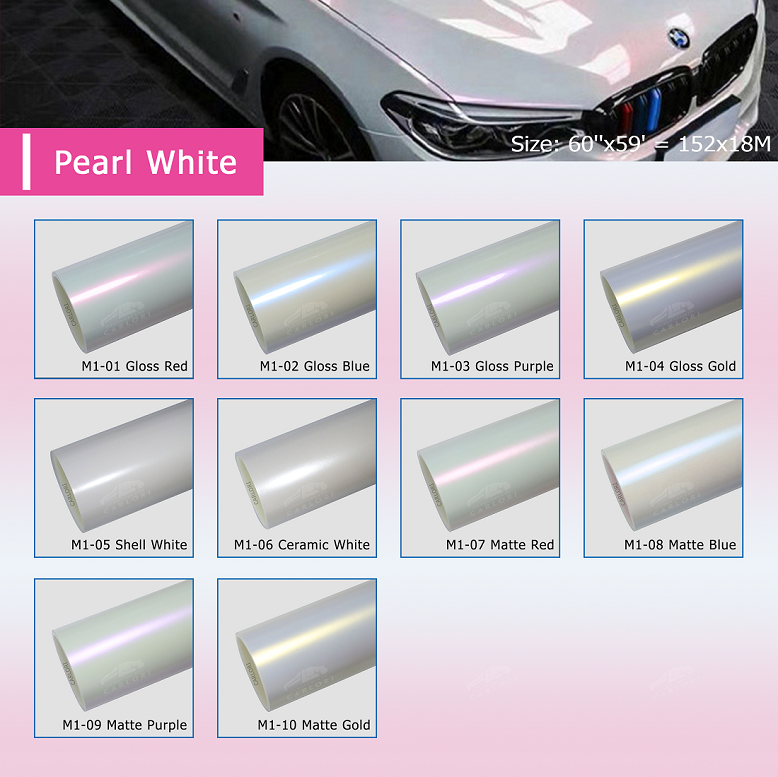 Pearl White Gloss Gold Car Wrap Vinyl