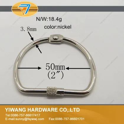 Factory direct sale high quality metal D shape book ring with screw