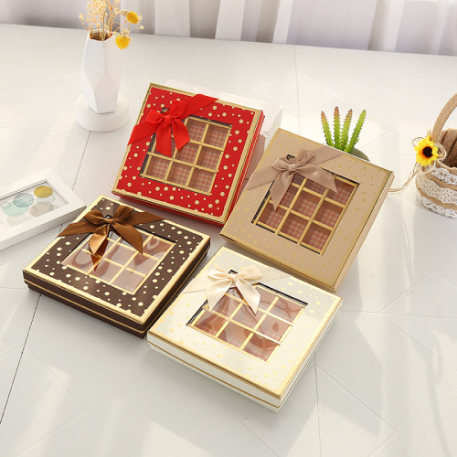 Clear Window Chocolate Paper Box with Gold Inlay