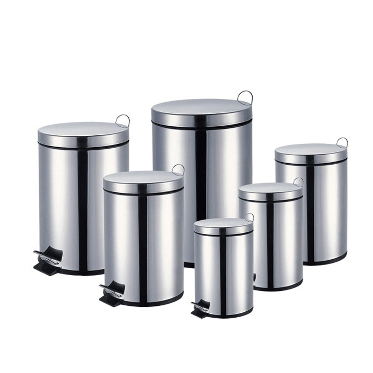 Steel Flat Cover Plastic Pedal Bin