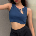 Hollow Out Skinny Women's Tank Tops Solid Sleeveless Summer Bodycon Cropped Tops Tees Clubwear Fashion 90s Shirts Cuteandpsycho