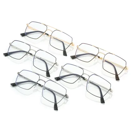 Trending Metal Optical Eyeglasses with Double Bridge - Anti Blue Light Spectacle Frames