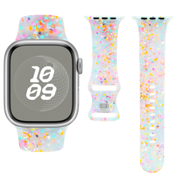 Custom Glitter Silicone Rubber Watch Band for Apple Watch Series 9 Ultra
