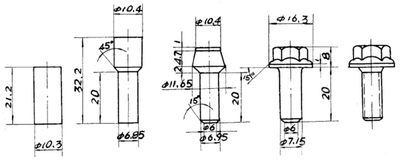 Collection of Hexagon Small Flange Bolt Cold Heading Processes