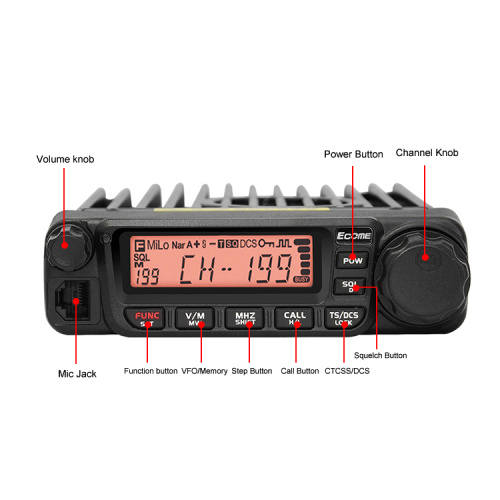 ECOME MT-660 Radio móvil de largo alcance VHF UHF Base Station Radio